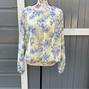 Tommy Hilfiger Yellow‎ and Blue Floral Blouse